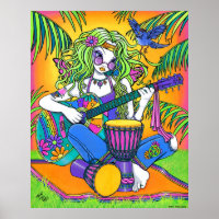 "Melody" Rainbow Guitar Hippie Fairy Poster