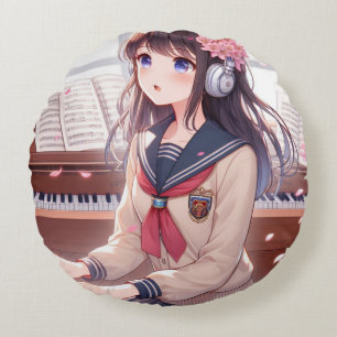 Melody's Path: Eine Reise durch die Musik Rundes Kissen