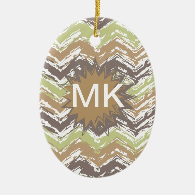 Melon Brandy Scribble ZigZag Muster Keramikornament (Vorne)