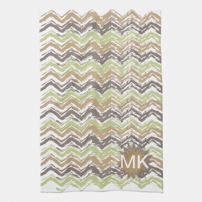 Melon Brandy Scribble ZigZag Muster Küchentuch (Vertikal)