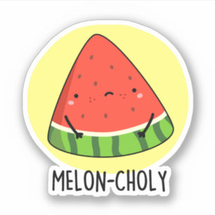 Melon-choly Funny Sad Watermelon Pun Aufkleber