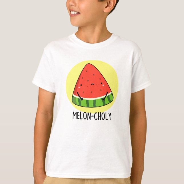 Melon-choly Funny Sad Watermelon Pun T-Shirt (Vorderseite)
