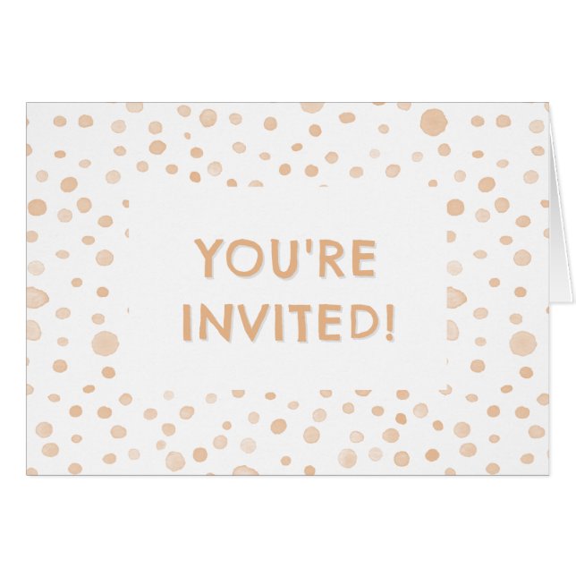 Melon Confetti Watercolor Dots Birthday Einladung (Vorderseite (Horizontal))