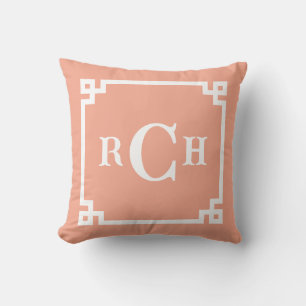 Melon Coral Reverse Chinoiserie Griechisches Schlü Kissen