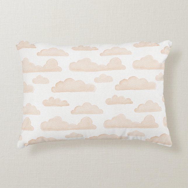 Melon Dreamtime Aquarelle Nuages Accent Coussin (Devant)