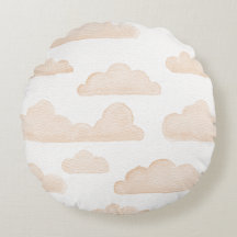 Melon Dreamtime Aquarelle Nuages Coussin rond