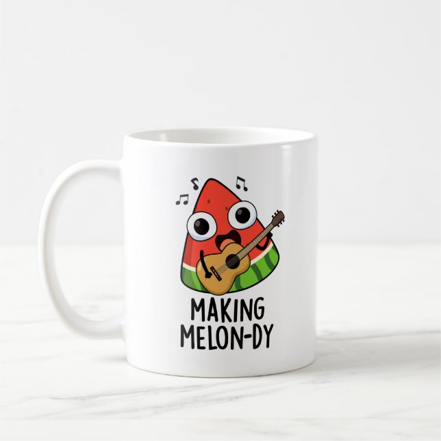 Melon-dy Funny Melon Pun Kaffeetasse (Links)