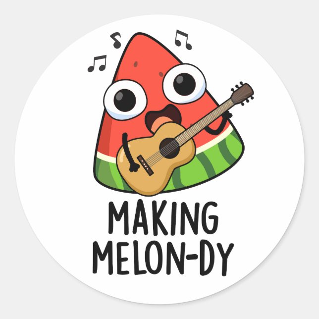 Melon-dy Funny Melon Pun Runder Aufkleber (Vorderseite)