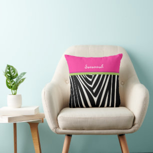 Melon et Rose Personnaliser Oreiller Zèbre Élégant