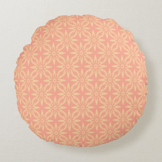 Melon Gelbe Blume Nahtloses Muster Rundes Kissen (Vorderseite)