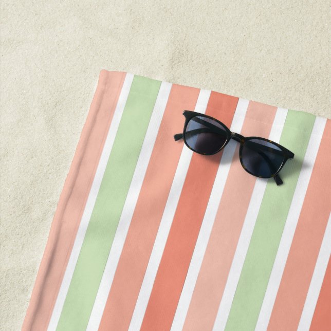 Melon Orange Green Stripes Strandtuch (Beispiel)