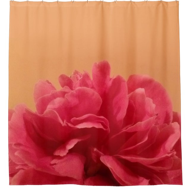 Melon Orange Hot Pink Floral Duschvorhang (Vorderseite)