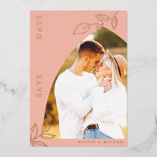 Melon Pink Bogenfolie Blatt Save The Date Karte