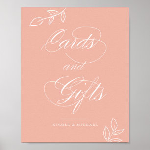Melon Pink Botanical Cards & Gifts Wedding Sign Poster