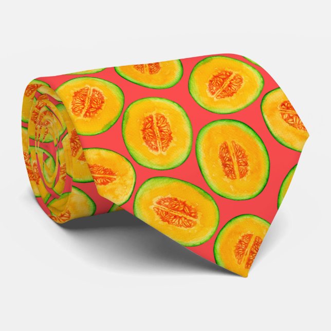Melon-Scheiben Wasserfarbenmuster Nackenschwelle Krawatte (Gerollt)
