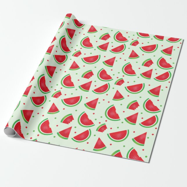 Melon Watermelon Frucht Muster Sommer Grün Geschenkpapier (Ungerollt)