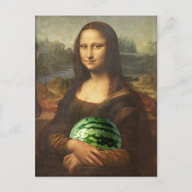 Melona Lisa wünscht Happy National Watermelon Day Postkarte (Vorderseite)