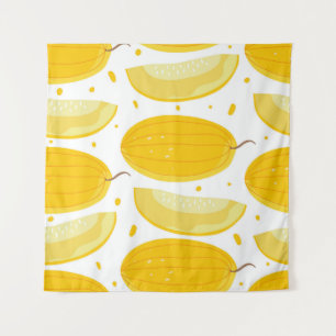 Melone Doodle Frucht Vintage-Design Wandteppich