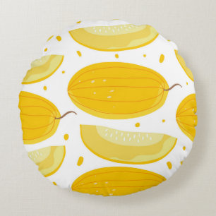 Melonen-Doodle-Frucht-Vintage-Design Rundes Kissen