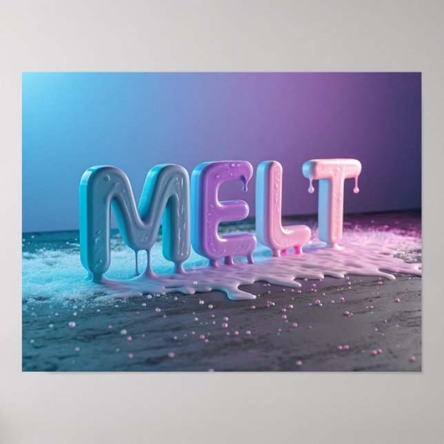 MELT: Eine 3D-Typografie-Abstrakt Poster (Vorne)