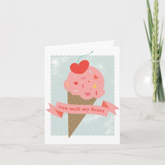 Melt my Heart Ice Cream Valentine Card Dankeskarte (Vorderseite)