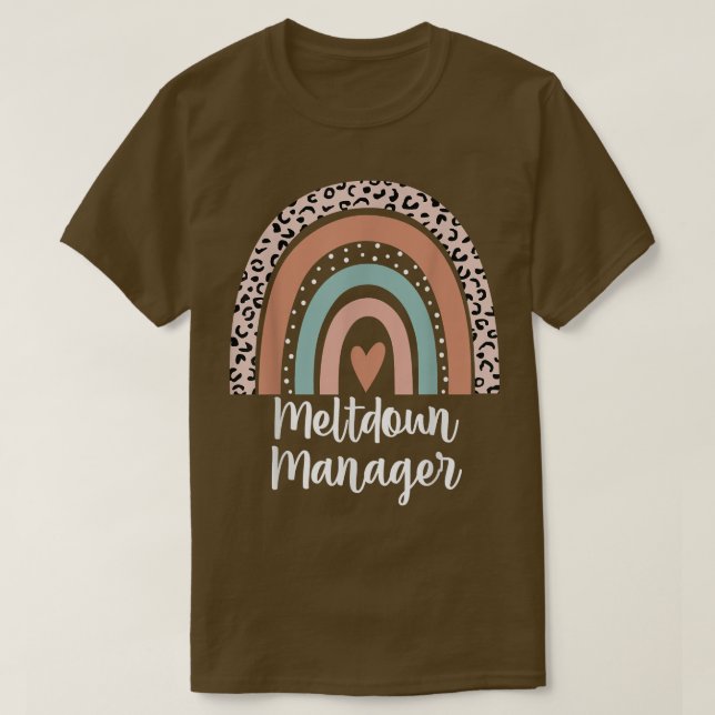 Meltdown Manager Leopard Rainbow Mama Life Funny T-Shirt (Design vorne)