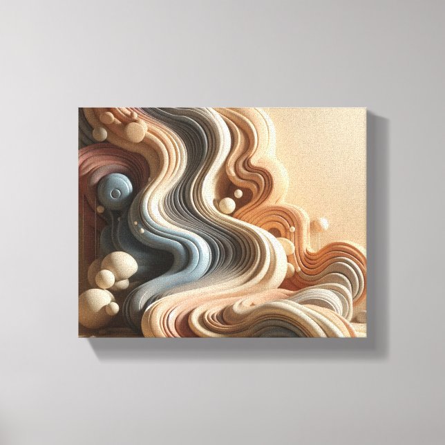Melted Geometric Surreal Art in Earth Tones Leinwanddruck (Vorderseite)