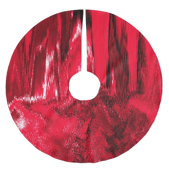 Melted Glitch Red Polyester Weihnachtsbaumdecke (Vorderseite)