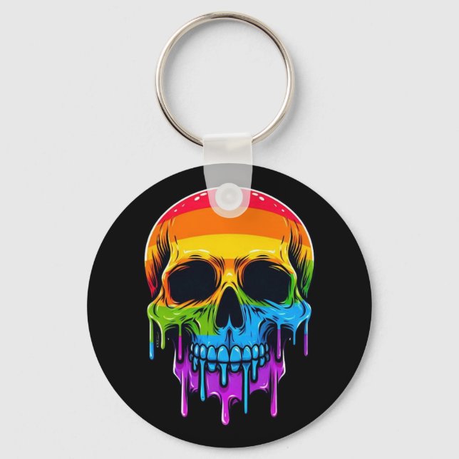Melthing Rainbow Skull Schlüsselanhänger (Vorderseite)