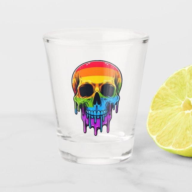 Melthing Rainbow Skull Schnapsglas (Vorderseite)