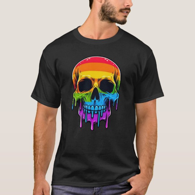 Melthing Rainbow Skull T-Shirt (Vorderseite)