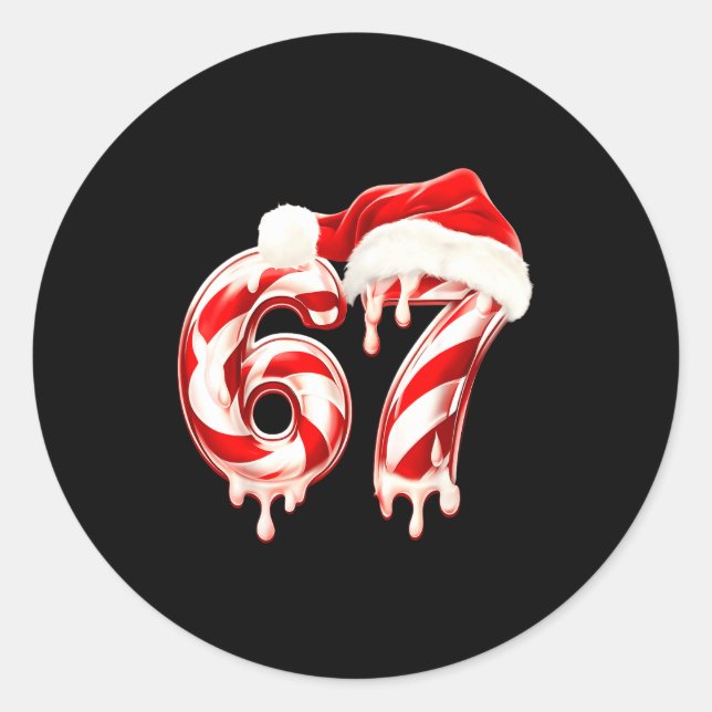 Melting Candy Cane 67 Christmas Design, Santa Hat  Runder Aufkleber (Vorderseite)