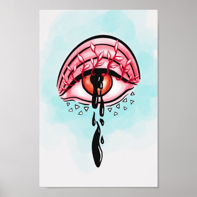 Melting Eye Psychedelic Pastel Goth Art Poster (Vorne)