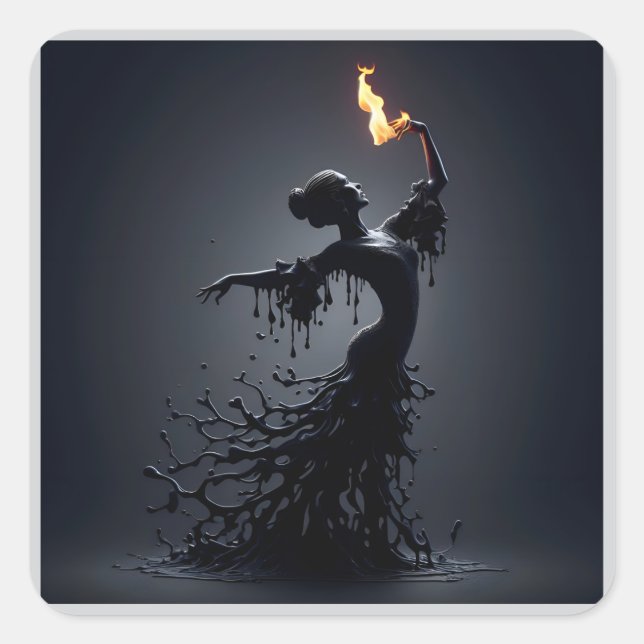 Melting Flamenco Dancer Quadratischer Aufkleber (Vorderseite)