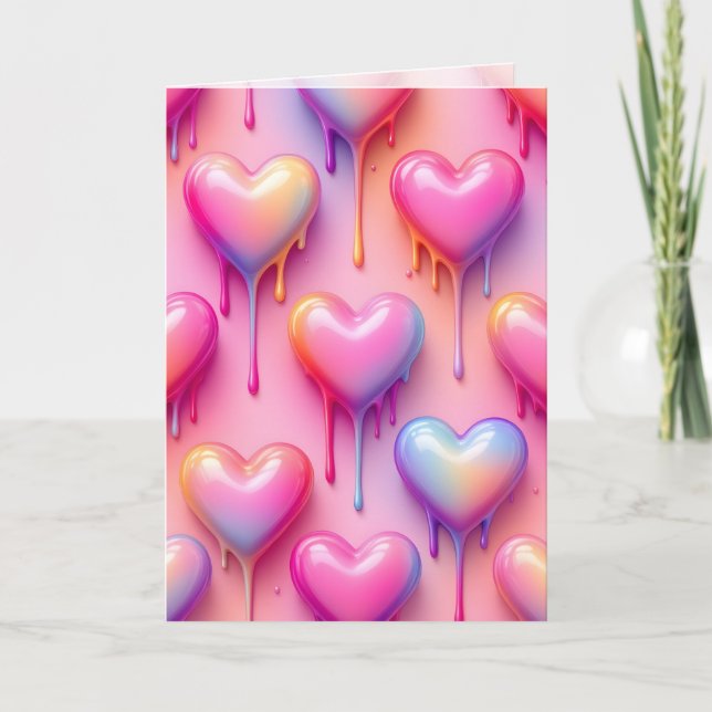 Melting Heart Greeting Card – Modern Pastel Love A Karte (Vorderseite)