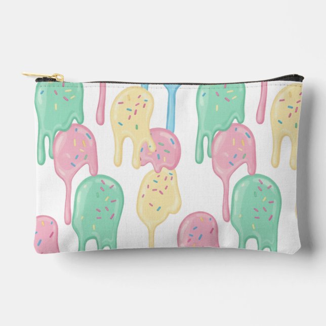 Melting Ice Cream and Sprinkles Pattern Zubehörtasche (Vorderseite)