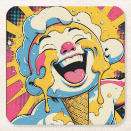 Melting Joy – Ice Cream Pop Art Explosion Rechteckiger Pappuntersetzer