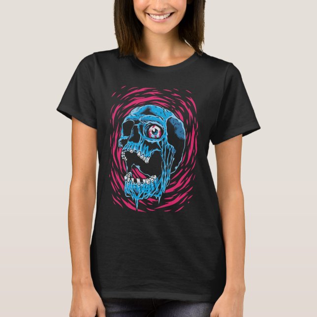 Melting Skull: Psychedelischer Horror T-Shirt (Vorderseite)