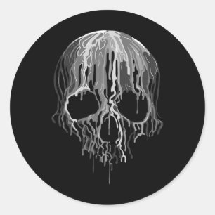 Melting Skull Schwarz-weiß Art Graphic Halloween Runder Aufkleber
