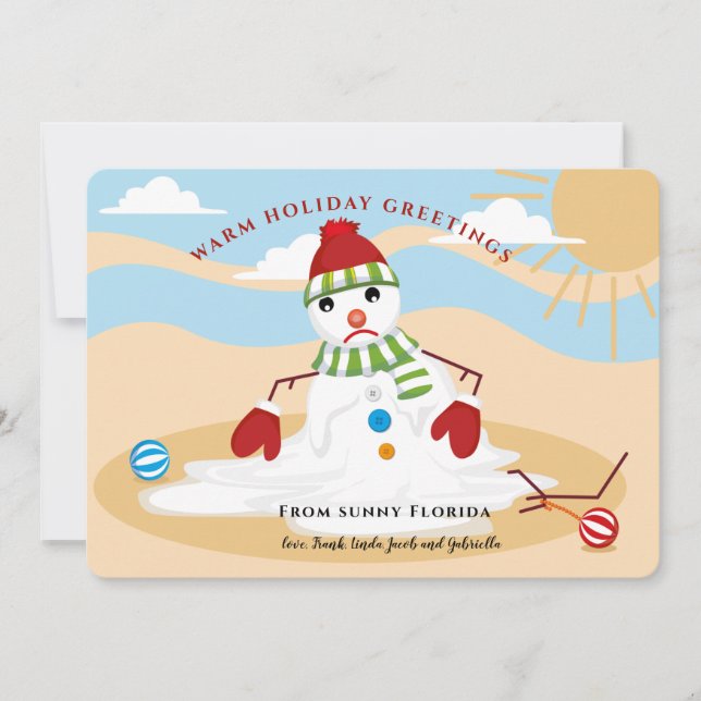 Melting Snowman Carte de voeux de vacances (Devant)