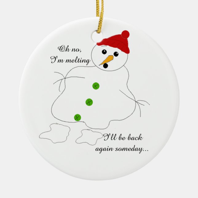 Melting Snowman Keramikornament (Vorne)