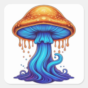 Melty Mushroom Vibes Quadratischer Aufkleber