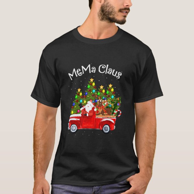 Mema Claus Car Santa Reindeer Weihnachtsbaum T-Shirt (Vorderseite)