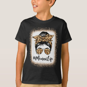 Memaw Leben gebleicht Leopard unordentlicher Dutt T-Shirt