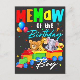 Memaw Of The Birthday Boys Train Family Safari Ani Postkarte