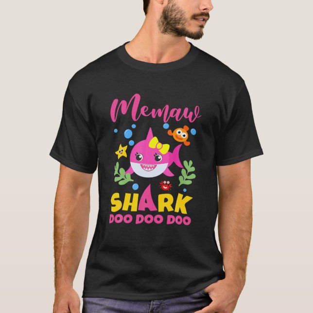 Memaw Shark Geschenk Niedliche Baby Shark Family M T-Shirt (Vorderseite)