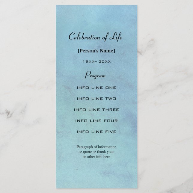 Memberservice Blue Aquarellkarte Programm (Vorderseite)