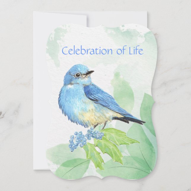 Memberservice Einladen Wasserfarbe Bluebird-Vogel Einladung (Vorderseite)