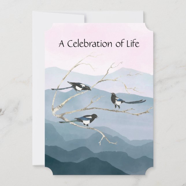 Memberservice Einladen Watercolor Magpie Bird Einladung (Vorderseite)