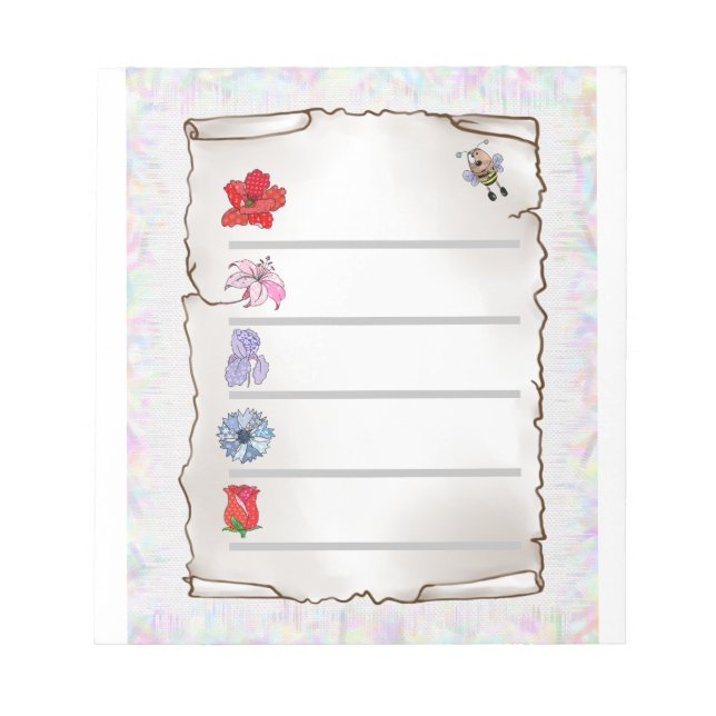 Memboard Blumenmerkblatt Notizblock (Vorderseite)